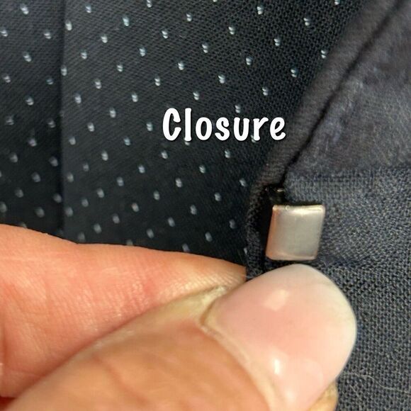 Talbots Blazer Navy Blue Wool Blend Polka Dot Jacket Blazer Size 12 - Picture 12 of 13